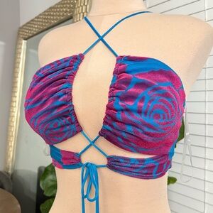Sabora Pink and Blue Strappy Crop Top